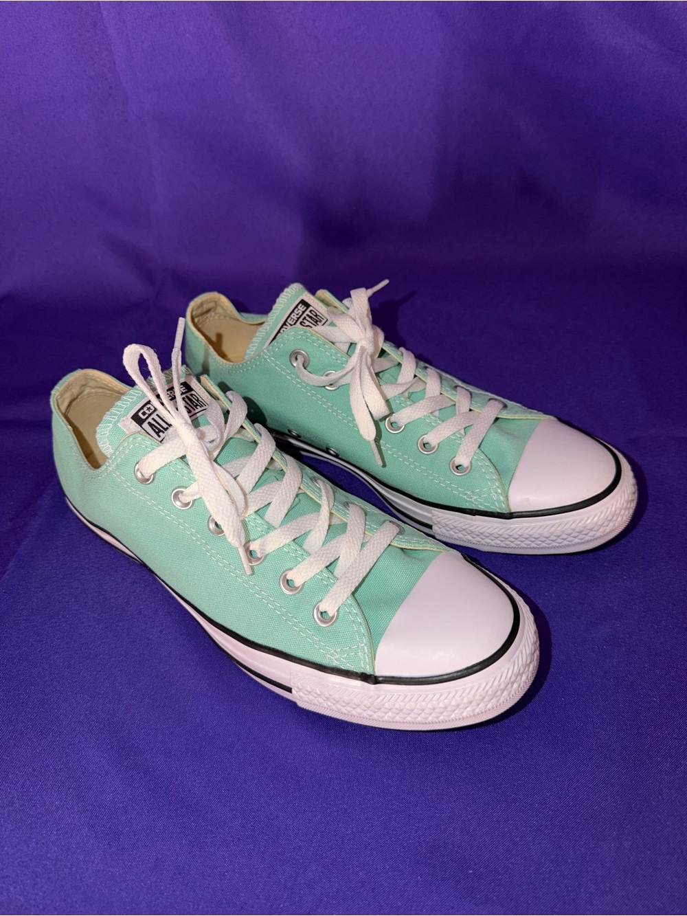Converse All Star Unisex Adult Mint Green Low Top Sneakers Size M8/W10 EUC